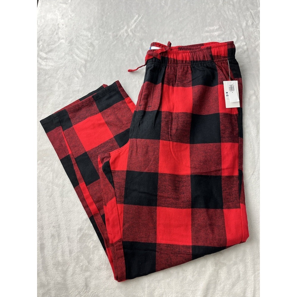 OLD NAVY Women Flannel Lounge Sleep Pajamas Buffalo Plaid Red/Black Pants XL NWT